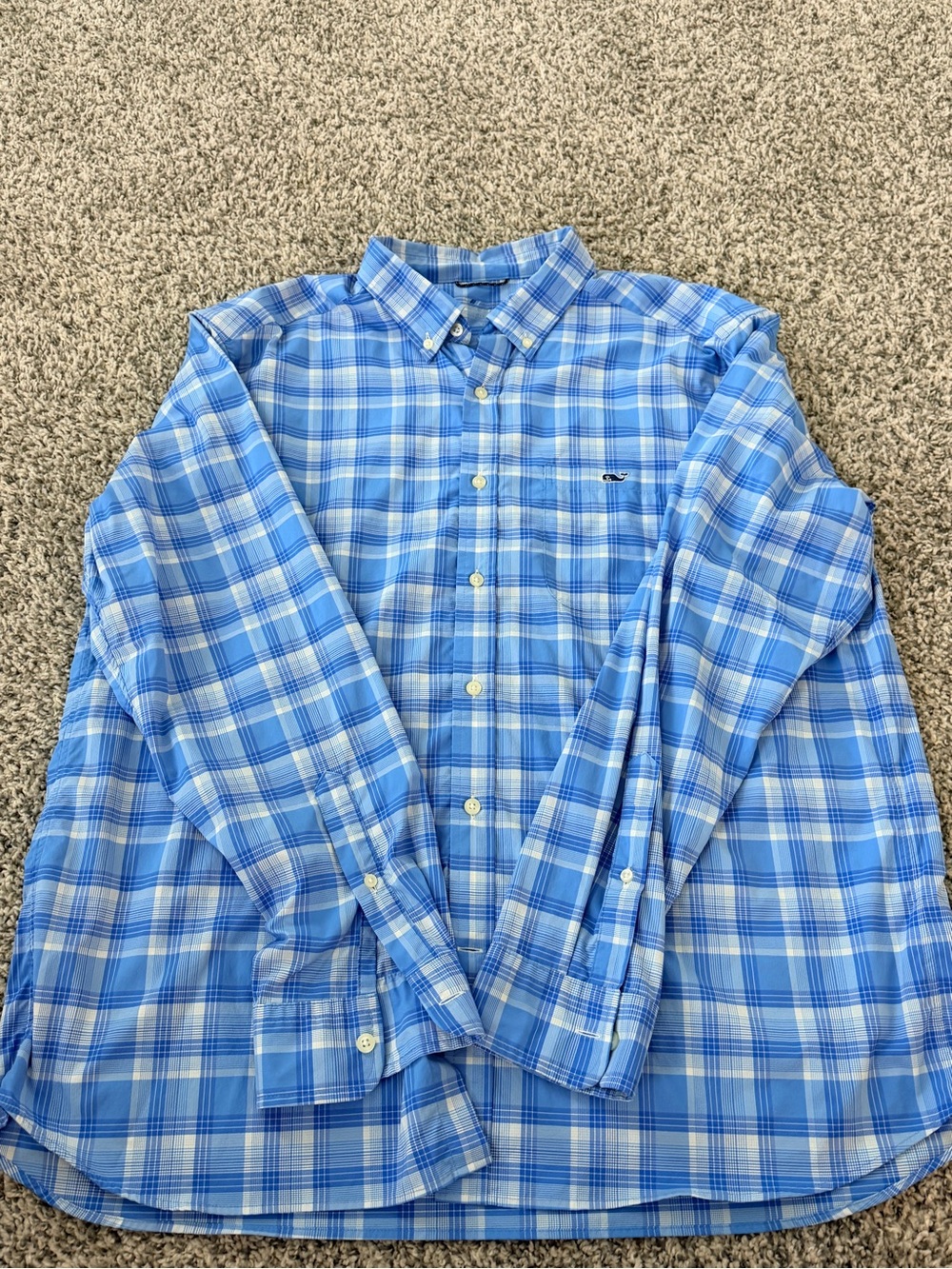 Vineyard Vines Blue Plaid Button-Down Dress Shirt